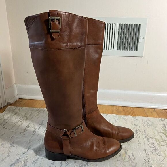 INC International Concepts British tan Leather Riding Boots - Picture 13 of 13